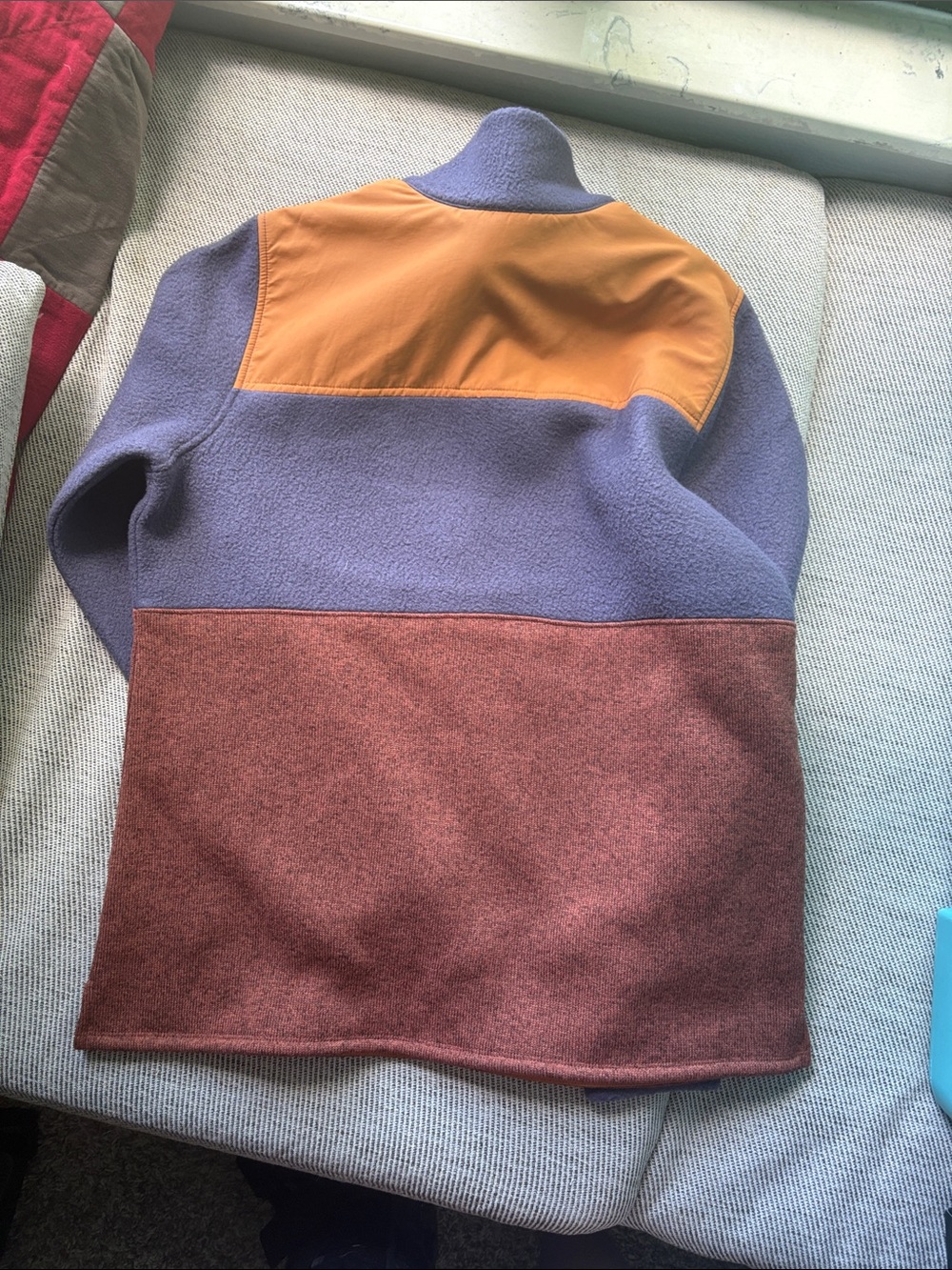 L.L. Bean Colorblock Polar Fleece Half-Zip Sweater - Lavender/Orange/Brown - Picture 2 of 2